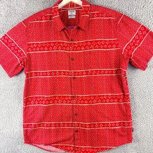 Hurley Shirt Mens XXL Red Floral Tropical‎ Hawaiian Camp Casual Outdoor Preppy